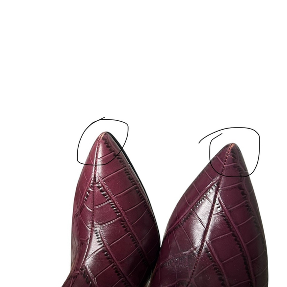 Marc Fisher Unno Embossed Croc Leather Plum Pointed Toe Ankle Boots Size 7.5 - Picture 10 of 10